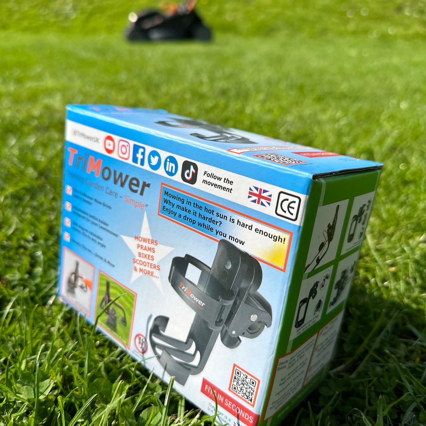 TriMower Bottle Drink Holder: Push Button Fix